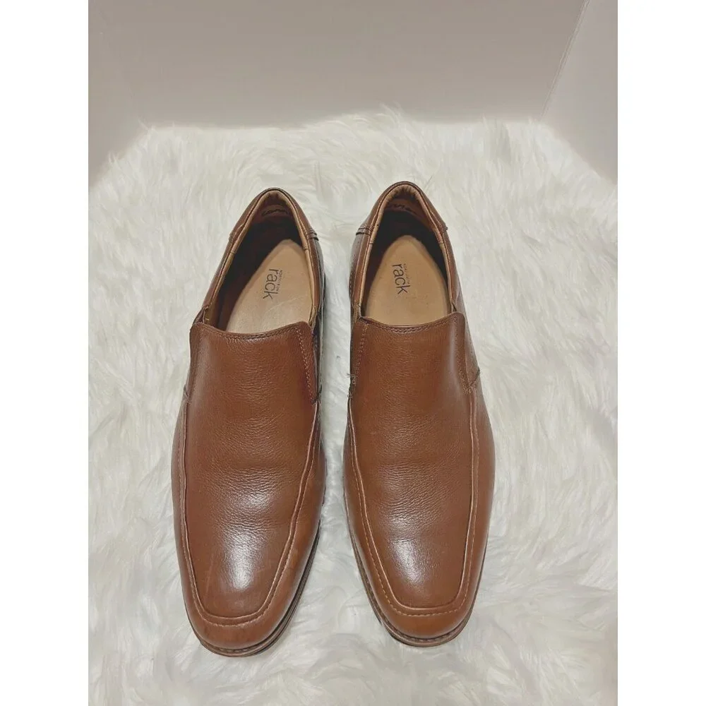 Nordstrom Rack Leather Slip On Dress Shoes Mens Size 11M Brown Absolut Comfort